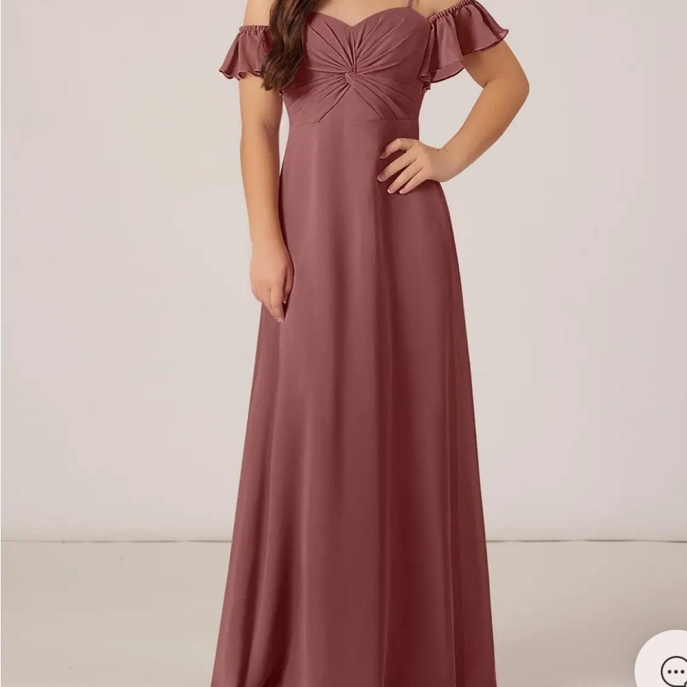 Elegant Mauve Off-Shoulder Azazie Dress